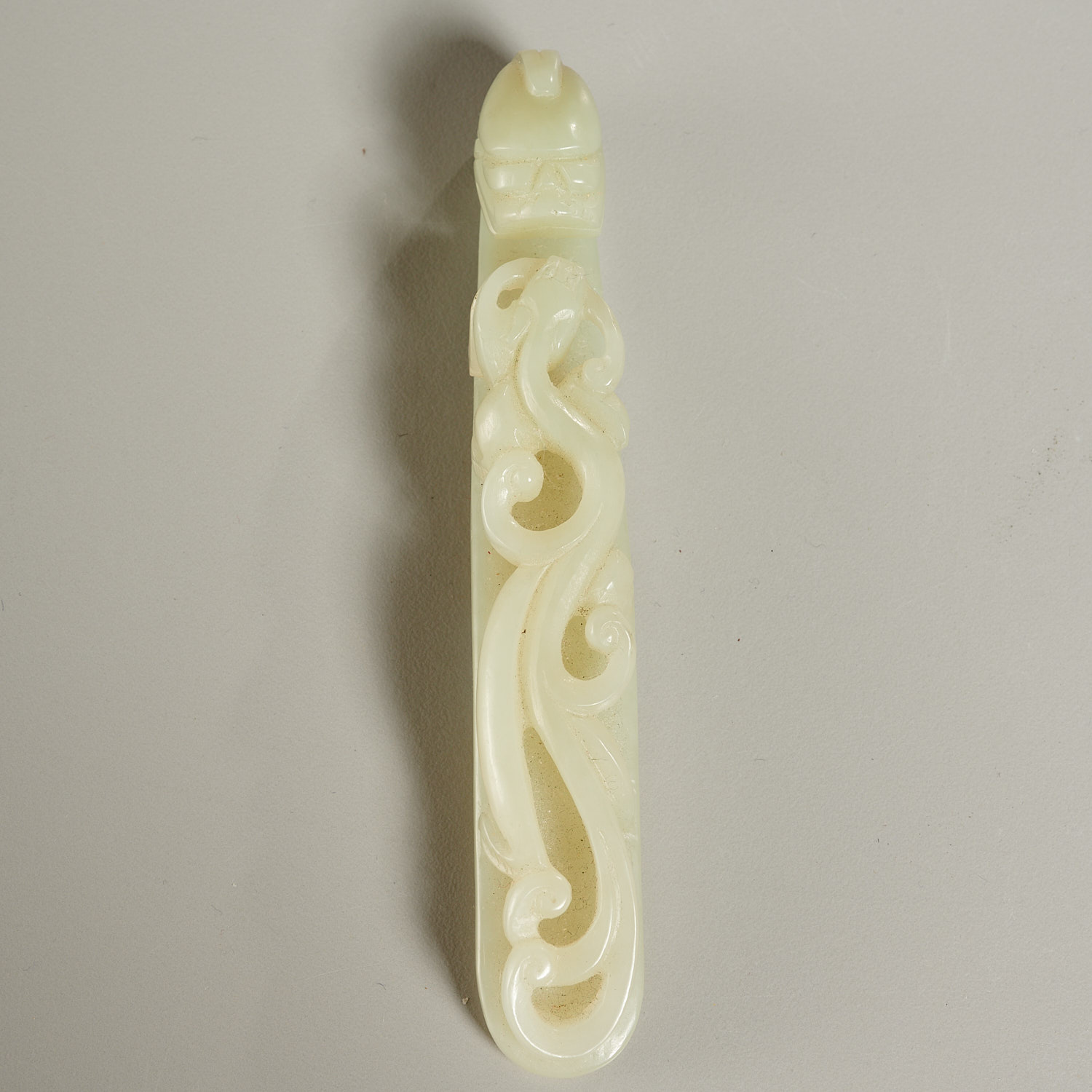 Chinese celadon jade Chilong belt hook - Image 2 of 5