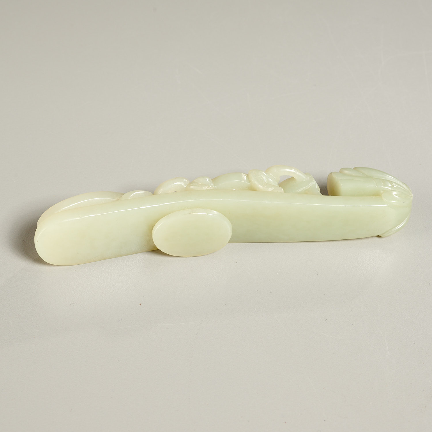 Chinese celadon jade Chilong belt hook - Image 3 of 5