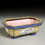 Chinese Canton enamel yellow ground jardiniere