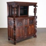 Antique English carved oak court cupboard