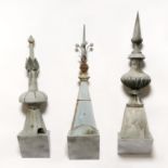 (3) French zinc architectural roof finial spires