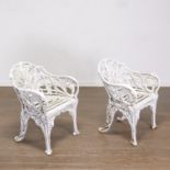 (2) "Lily of the Valley" cast metal garden chairs