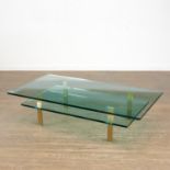 Milo Baughman (attrib.) tiered glass coffee table