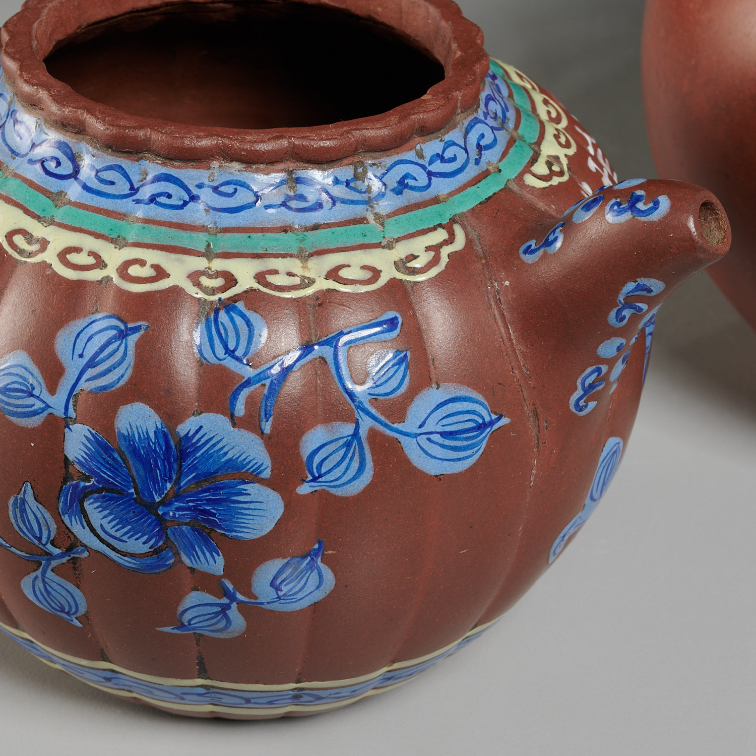 (3) Chinese Yixing enameled teapots - Image 3 of 9