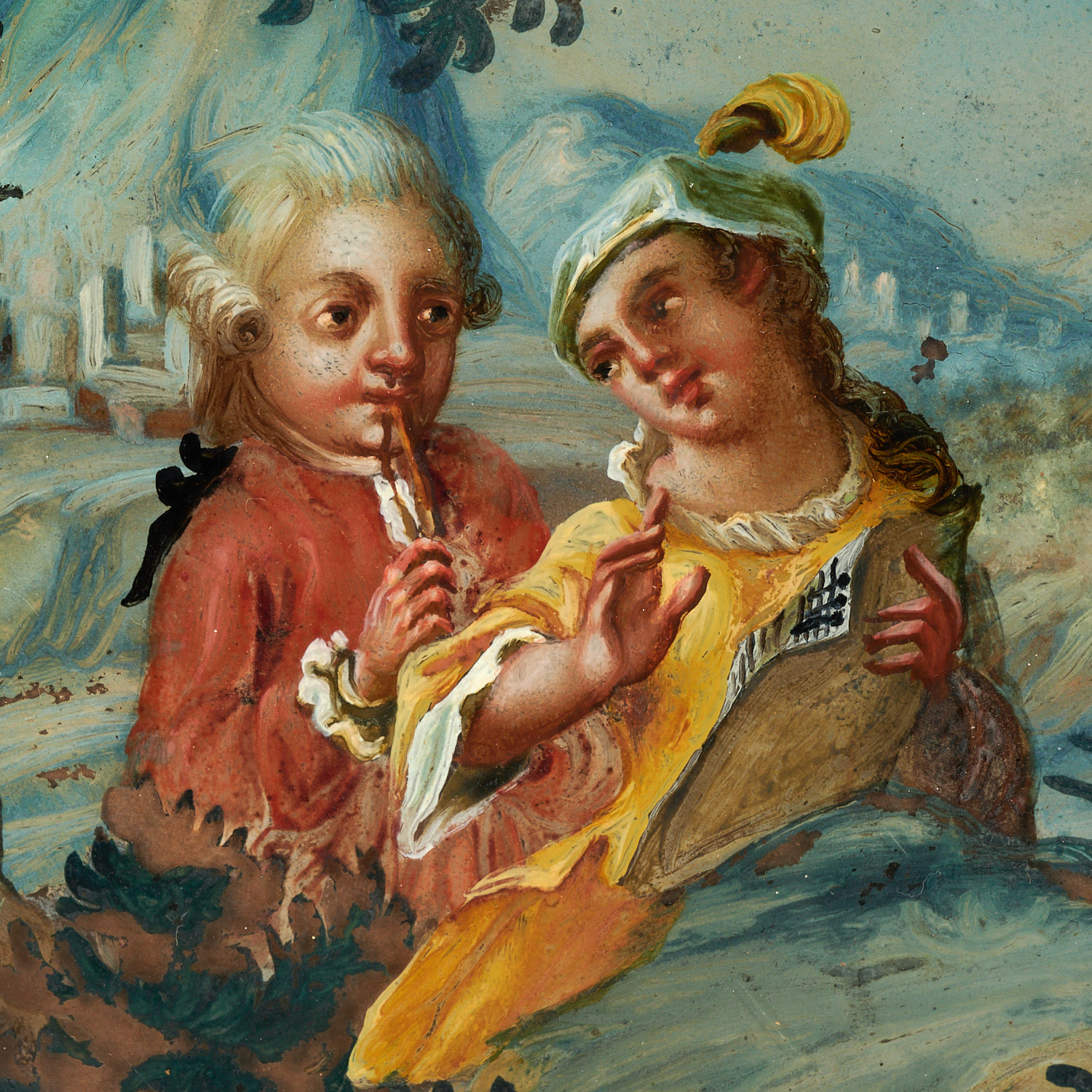 Italian School, pair eglomise paintings - Image 7 of 8