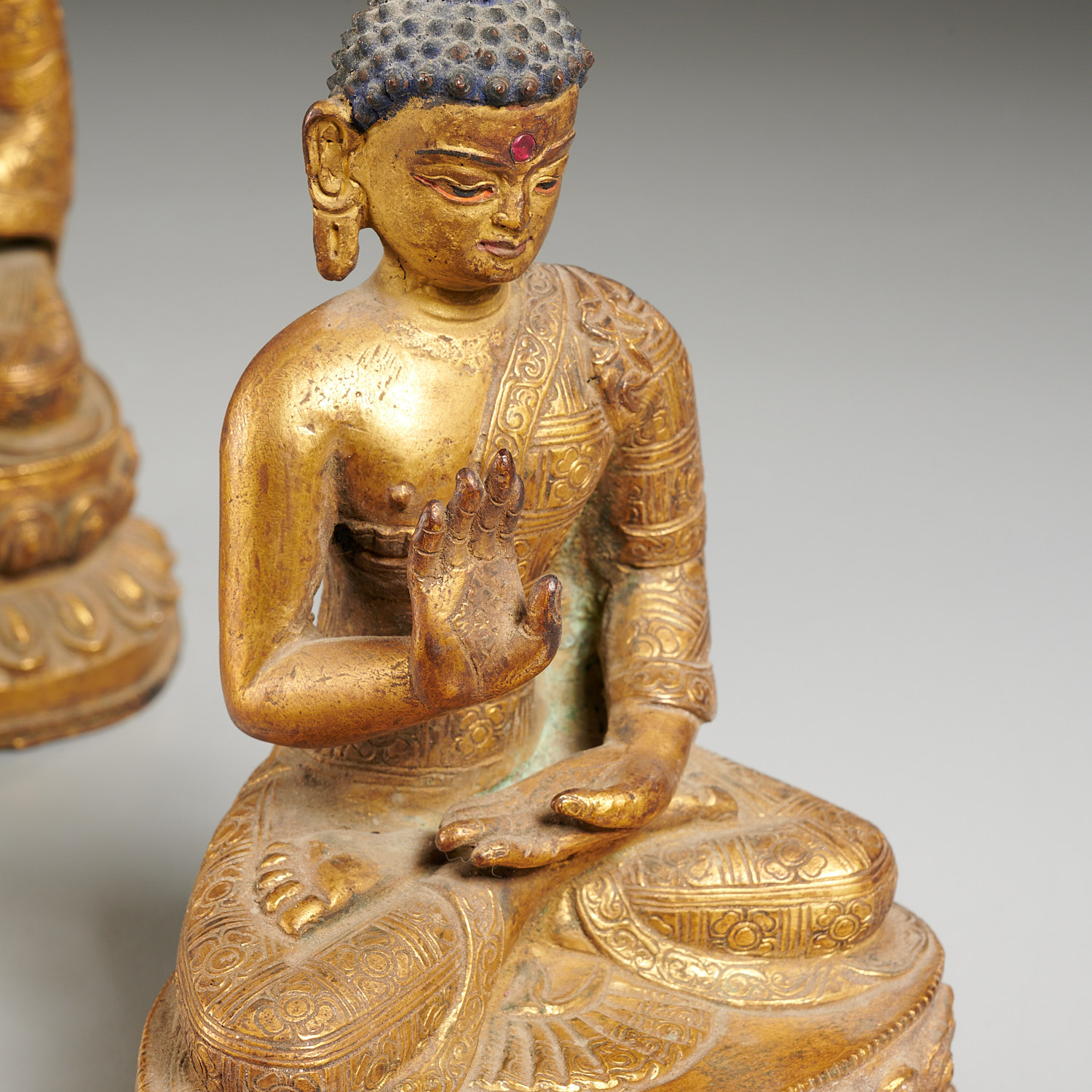 Group (3) Sino-Tibetan bronze Buddha Sakyamuni - Image 3 of 7