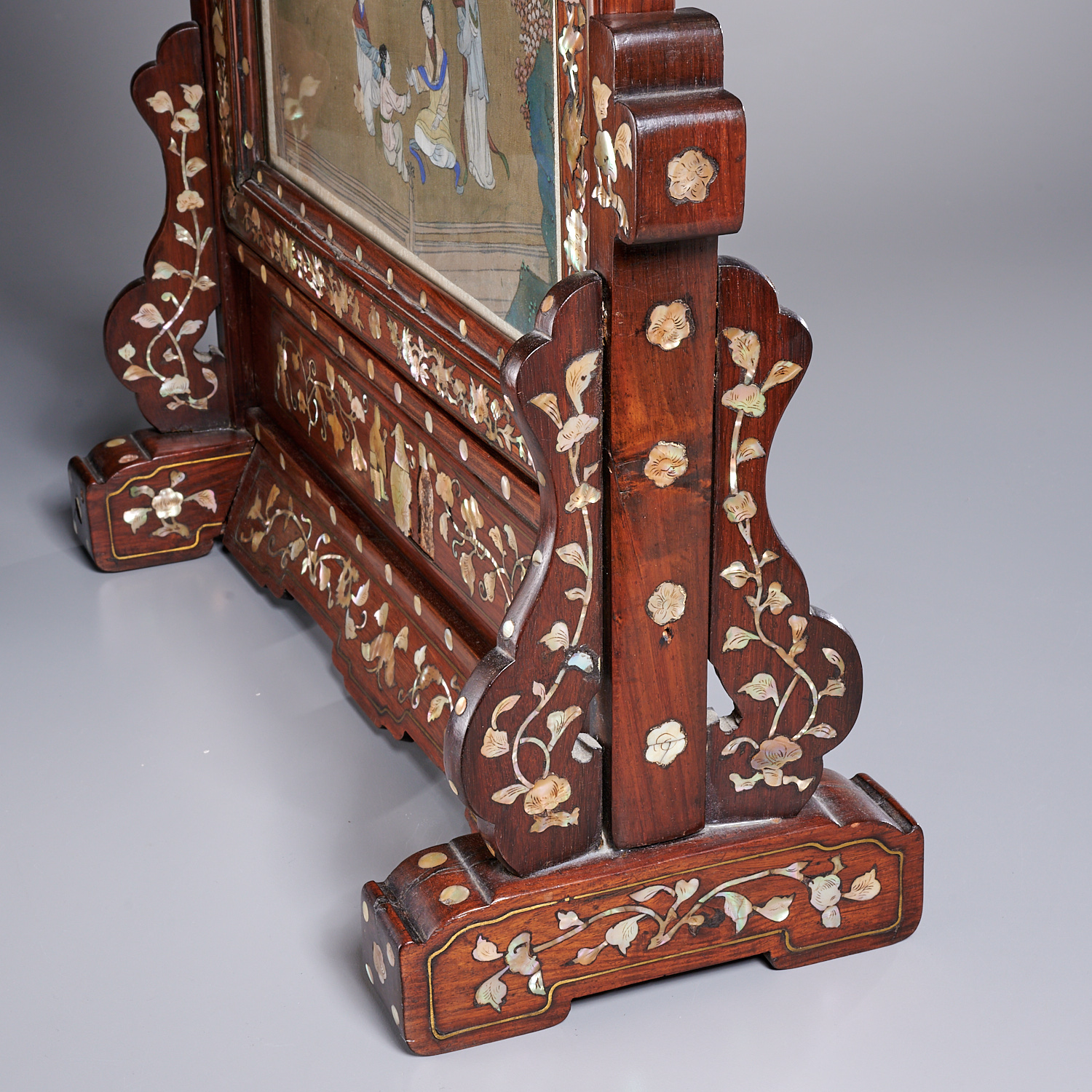 Chinese inlaid Hongmu table screen - Image 5 of 7