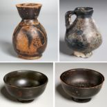 Ancient bowls, jug, and vase, ex-museum