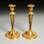 Pair Russian Empire dore bronze candlesticks