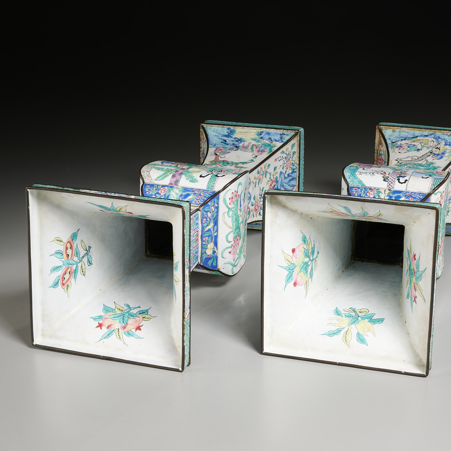 Pair Chinese Canton enamel Gu vases - Image 6 of 8