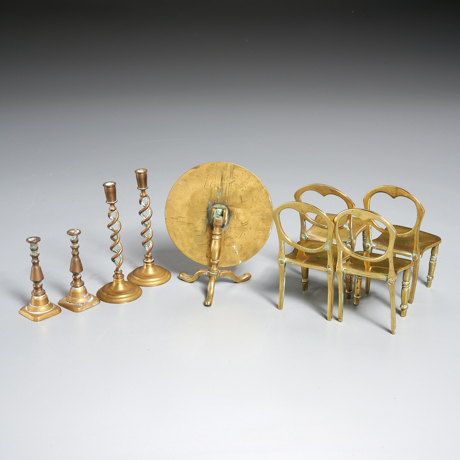 English brass miniature parlor and hearth objects - Image 8 of 9