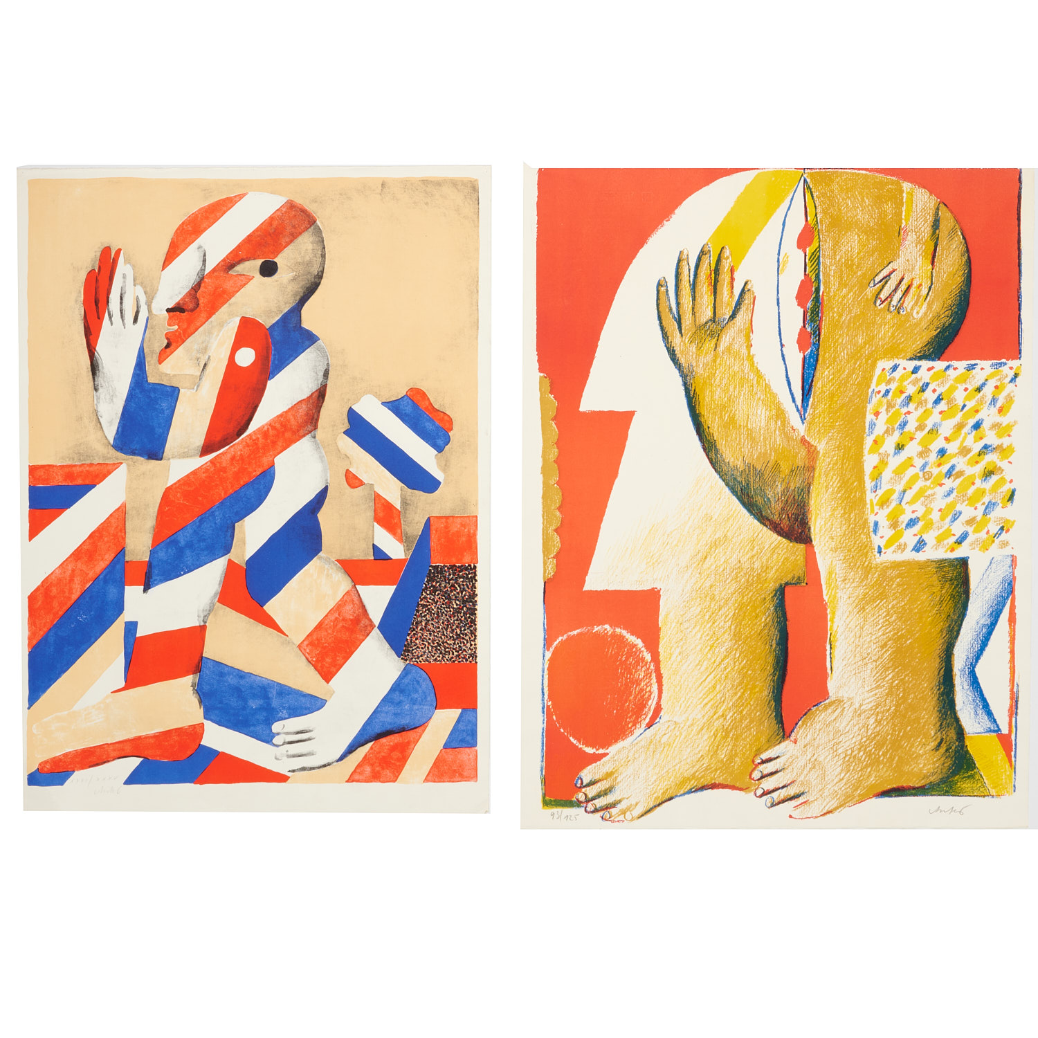 Horst Antes, (2) color lithographs, c. 1968