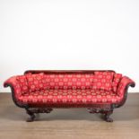 American Classical carved mahogany sofa