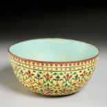 Antique Thai enameled copper bowl