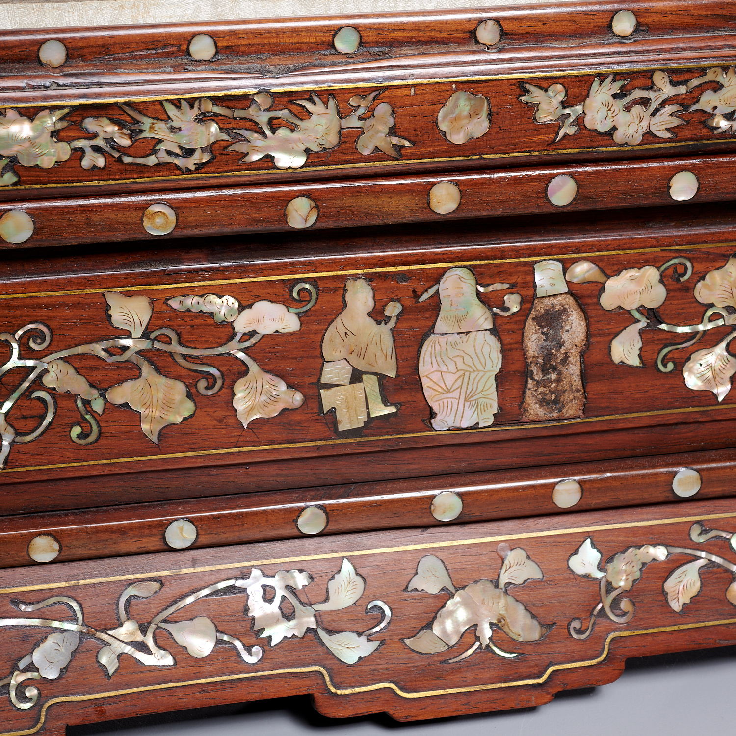 Chinese inlaid Hongmu table screen - Image 4 of 7