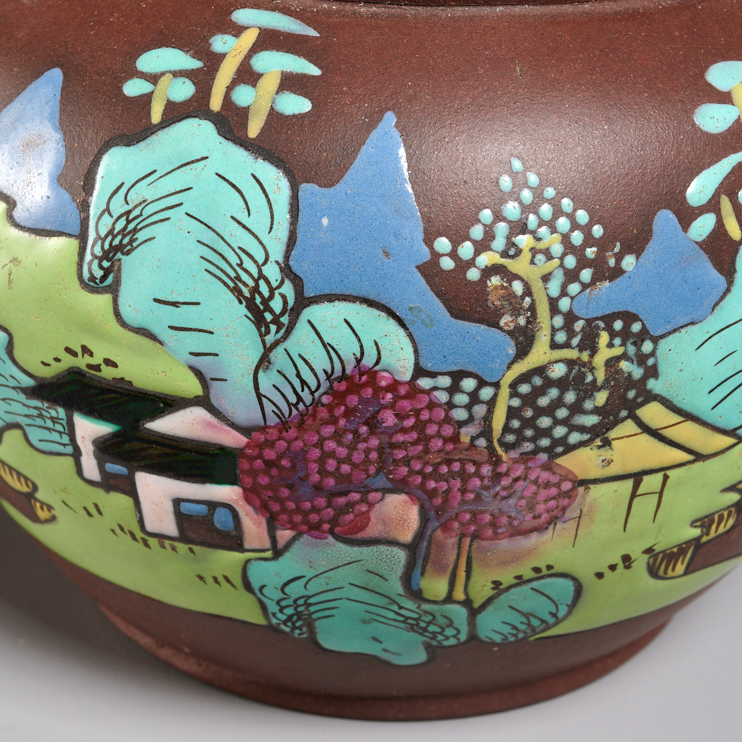 (3) Chinese Yixing enameled teapots - Image 2 of 9