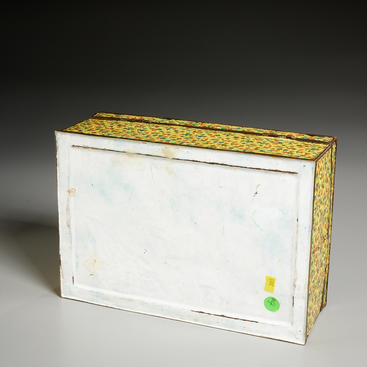 Antique Thai enameled copper lidded box - Image 5 of 5