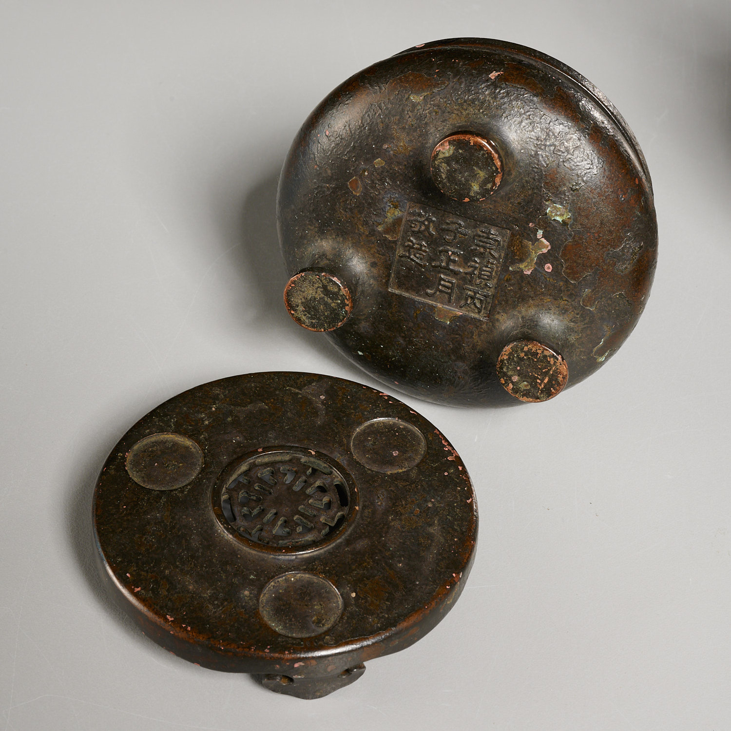 (3) miniature Chinese bronze censers - Image 4 of 6