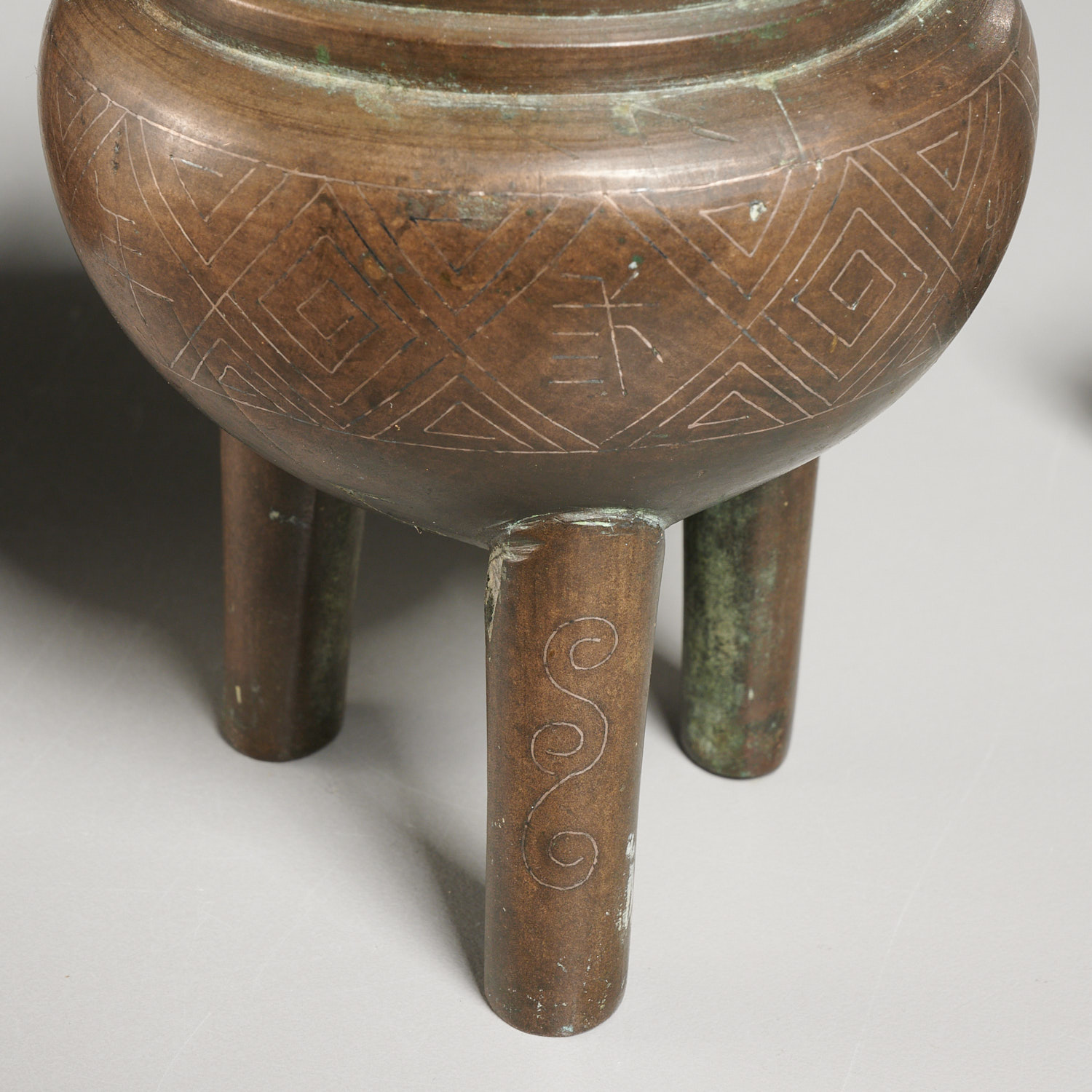 (3) miniature Chinese bronze censers - Image 3 of 6