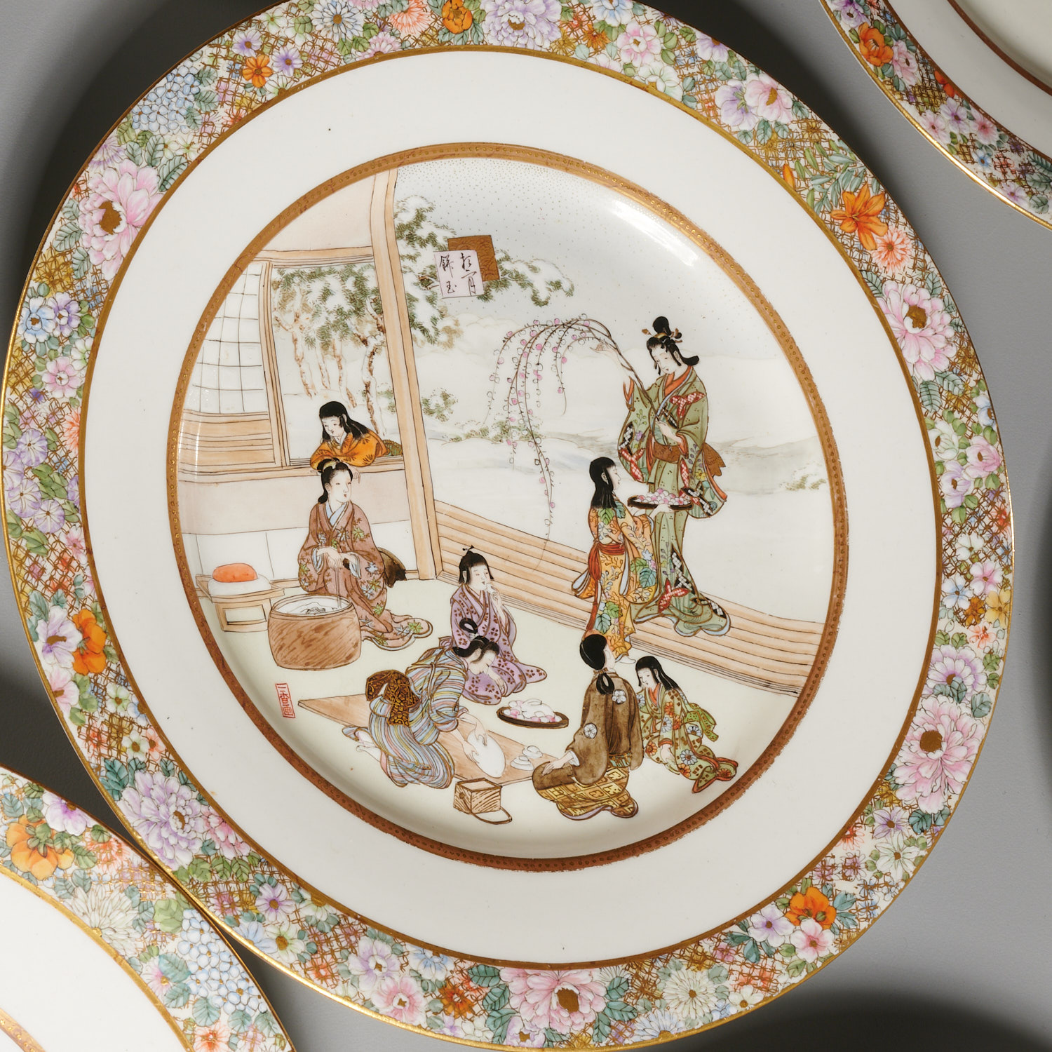 Set (12) Satsuma Kinkozan zo "Month" plates - Image 5 of 8