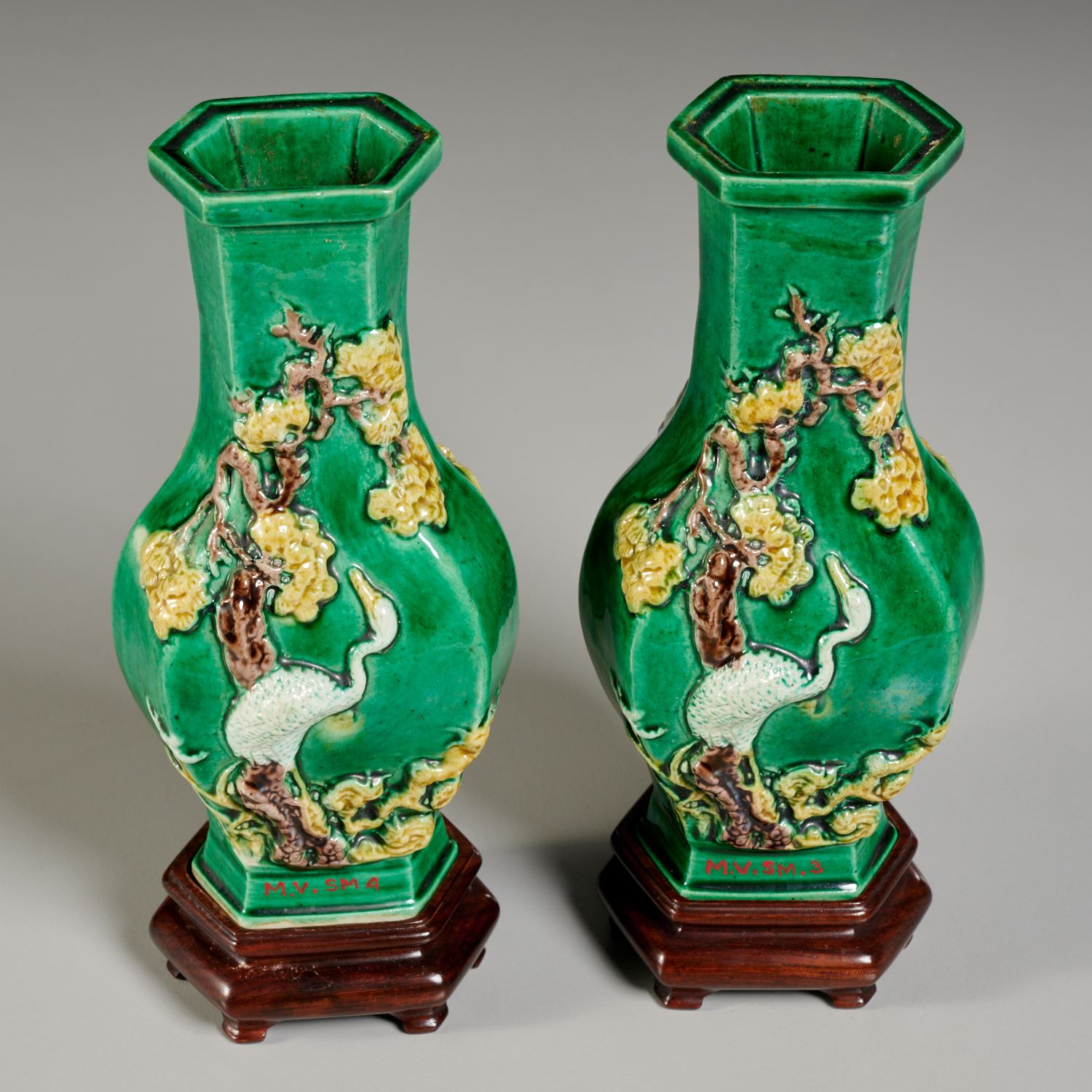 Pair Chinese sancai vases, ex C.T. Loo - Image 3 of 5