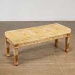 Louis XVI style painted and giltwood bench