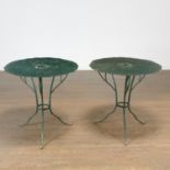 Pair Designer wrought iron tree-form side tables