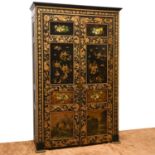 Amazing Continental black japanned door cabinet