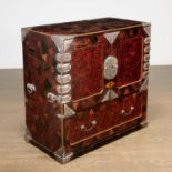 Rare Japanese silver mounted parquetry cabinet