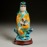 Chinese Fahua glazed Guanyin with child