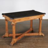Nice Neo-Gothic oak marble top center table