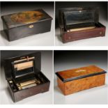 Group (4) Swiss cylinder music boxes