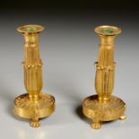 Pair Louis XVI gilt bronze candlesticks