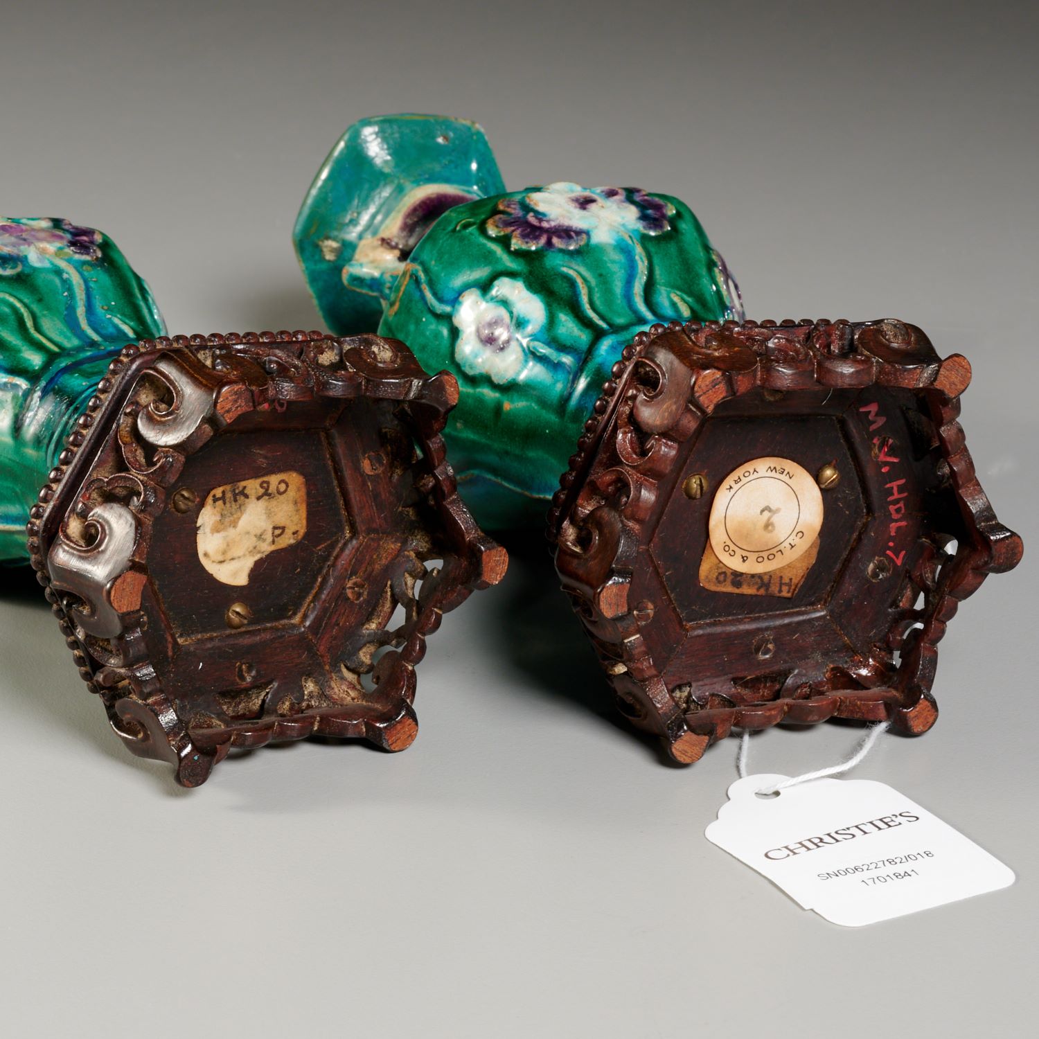 Pair Chinese fahua vases, ex C.T. Loo - Image 5 of 5
