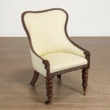 Unusual Napoleon III upholstered beech bergere