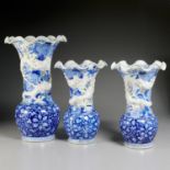 Japanese Hirado porcelain (3) piece garniture