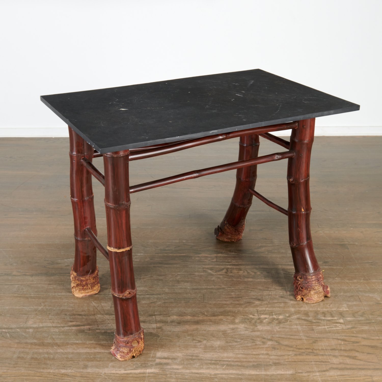 Chic elephant leg bamboo slate top console