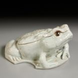 Asian pale celadon toad-form lidded container