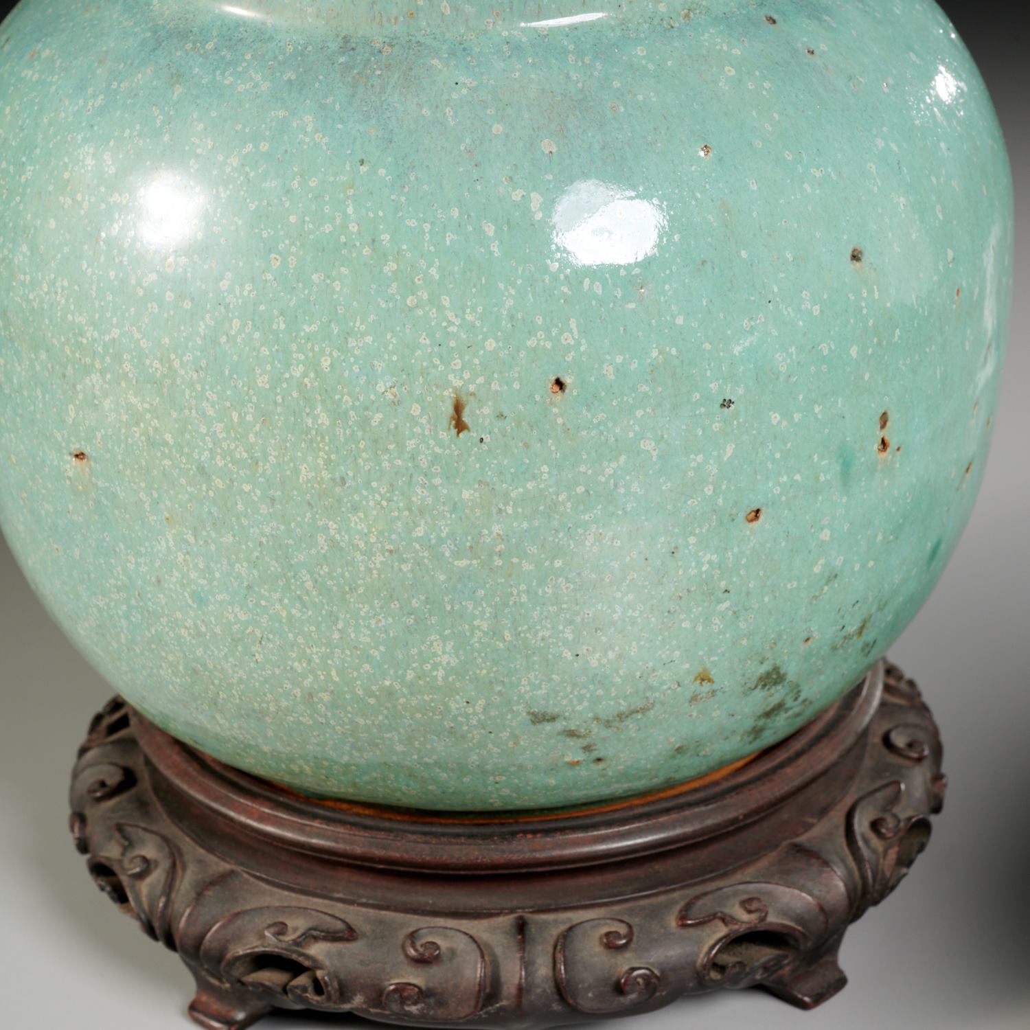Pair Chinese celadon pottery lidded ginger jars - Image 3 of 5
