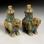 Pair Chinese cloissonne Qilin censers