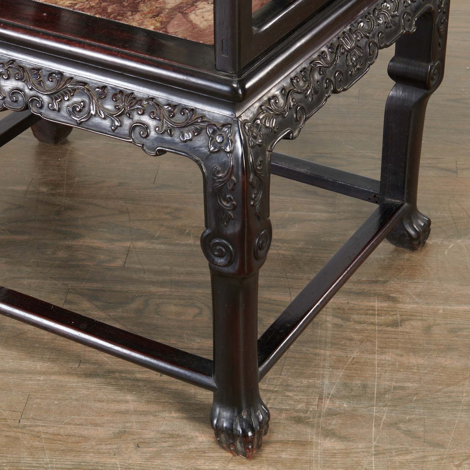 Chinese marble inlaid hardwood taishi armchair - Image 7 of 7