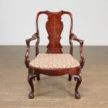 Unusual George II carved mahogany armchair
