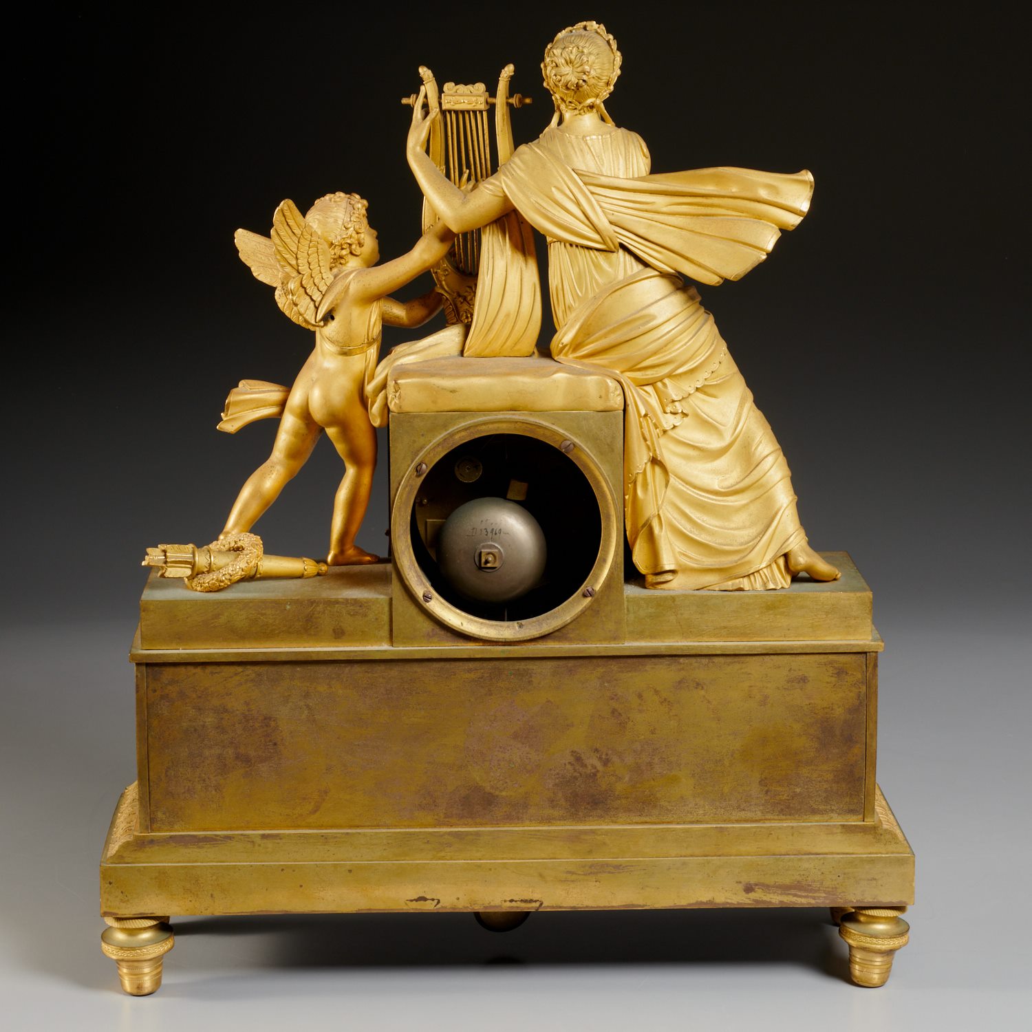 French Empire gilt bronze figural mantel clock - Image 5 of 9