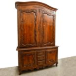 French Louis XV steel-mounted walnut armoire