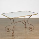 French brass mounted wrought iron garden table