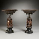 Pair Neoclassical bronze corbeille centerpieces