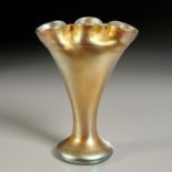 Rare Tiffany Favrile glass triple-spouted vase