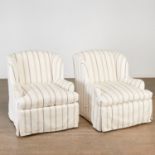 Pair Designer custom swivel lounge chairs