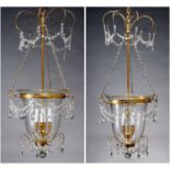 Pair Baltic Neoclassical style bell jar lanterns