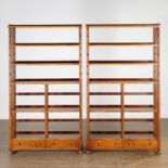 Baker Furniture, pair hardwood open bookcases